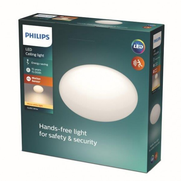 Philips CL253 LED přisazené stropní svítidlo s pohybovým čidlem Shan 12W | 1000lm | 2700K - 8718699680534.1 krabice - 2