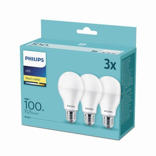 Philips 8718699694920 3x LED žárovka 1x14W | E27 | 1521lm | 2700K - triple pack - 8718699694920.1 - 1