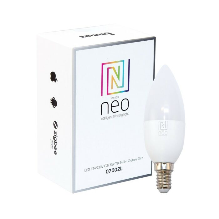 LED žárovka IMMAX Neo E14 5W LED žárovka, E14, 230V, C37, 5W, teplá bílá, stmívatelná, 440 - immax neo 07002l led zarovka 1x5w e14 2700 3000k 1 - 2