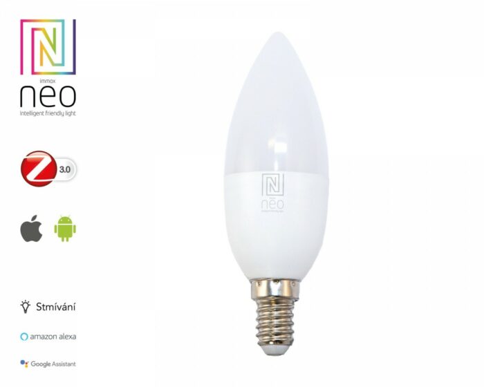 LED žárovka IMMAX Neo E14 5W LED žárovka, E14, 230V, C37, 5W, teplá bílá, stmívatelná, 440 - immax neo 07002l led zarovka 1x5w e14 2700 3000k 3 - 5
