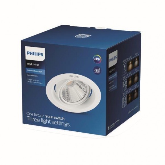 Philips 59554 LED zápustné bodové svítidlo Pomeron 3W | 210lm | 4000K - funkce SceneSwitch - pomeron krabice - 2