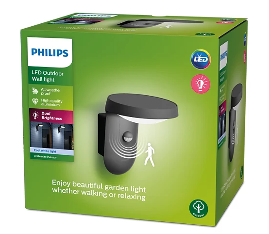 Philips 8719514476875 LED venkovní solární nástěnné svítidlo s pohybovým čidlem Tyla 1x9W | 930lm | 4000K | IP44 - antracit - 8719514476875 3 - 4