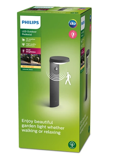 Philips 8719514476851 LED venkovní solární nástěnné svítidlo s pohybovým čidlem Tyla 1x9W | 820lm | 2700K | IP44 - antracit - Philips 8719514476851 3 - 5