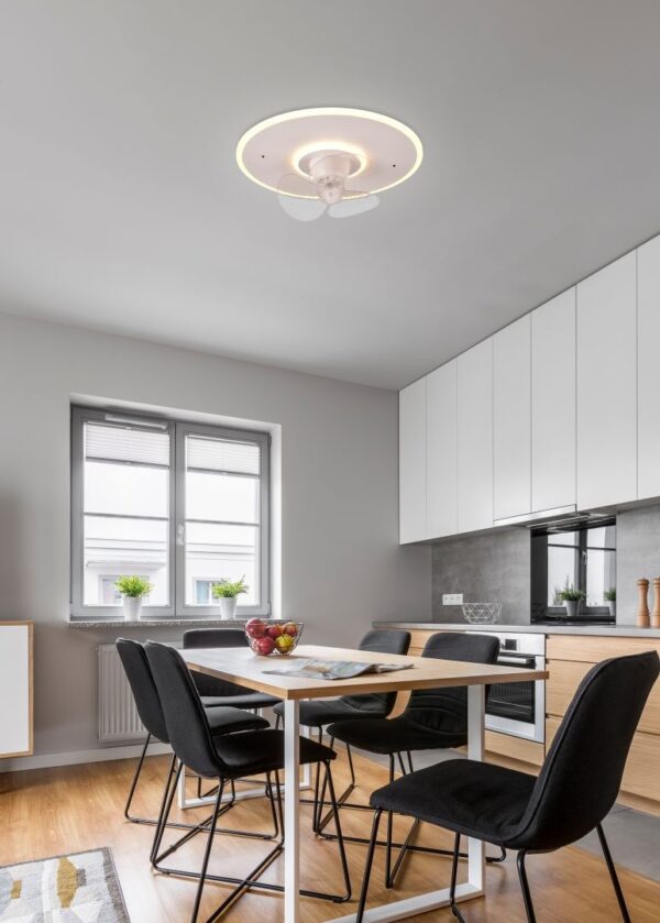Trio R64133131 LED ventilátor Nybro 1x30W | 3500lm | 2700-6500K | IP20 - WIZ technologie, oscilační funkce, 3 rychlostní stupně, integrovaný stmívač, nastavitelná barva světla, funkce paměti, funkce nočního světla, ovládání dálkovým ovladačem, časový spín