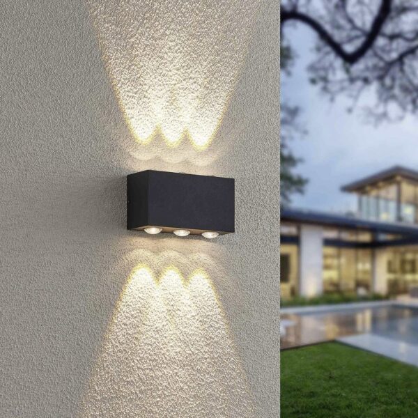 Trio 240760142 Clyde LED Nástěnné venkovní světlo | Teplá bílá | 2x3W | Černá