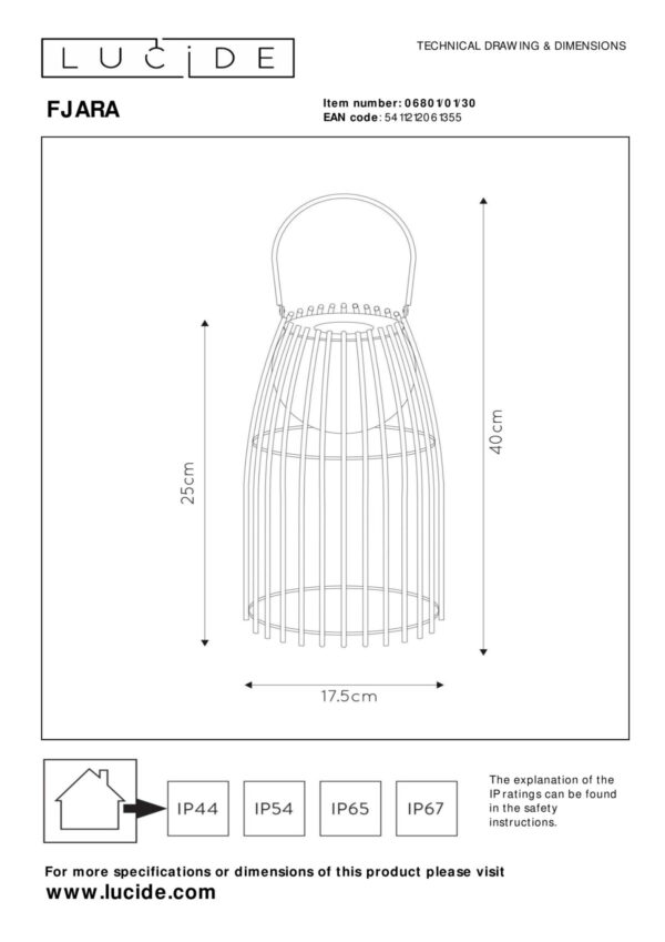 Lucide 06801/01/30 Fjara LED venkovní svítidlo | Teplá bílá | 0,3W | Černá