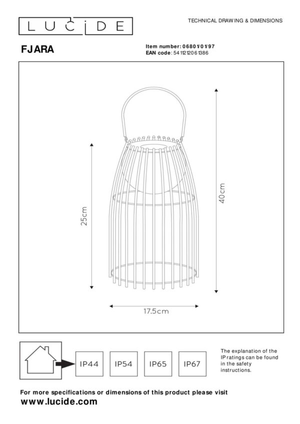 Lucide 06801/01/97 Fjara LED venkovní svítidlo | Teplá bílá | 0,3W