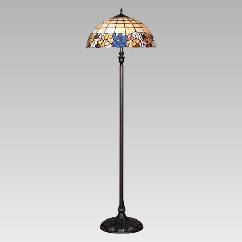 LUXERA 92000145 Tiffany Stojací lampa | E27 | Hnědá