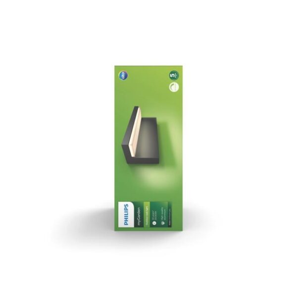 Philips 16483/93/P0 Bustan LED Nástěnné venkovní světlo | Teplá bílá | 2x4,5W | Černá