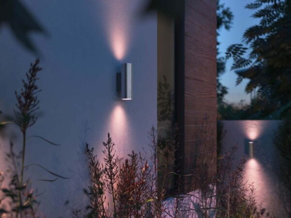 Philips Hue 17463/47/P7 Smart LED Nástěnné venkovní světlo | RGB | Variabilní | Kov | Nerez | 2x8W