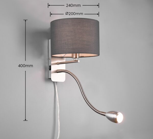 Trio 271170211 Hotel LED nástěnní svítidlo | Teplá bílá | Šedá | 40W