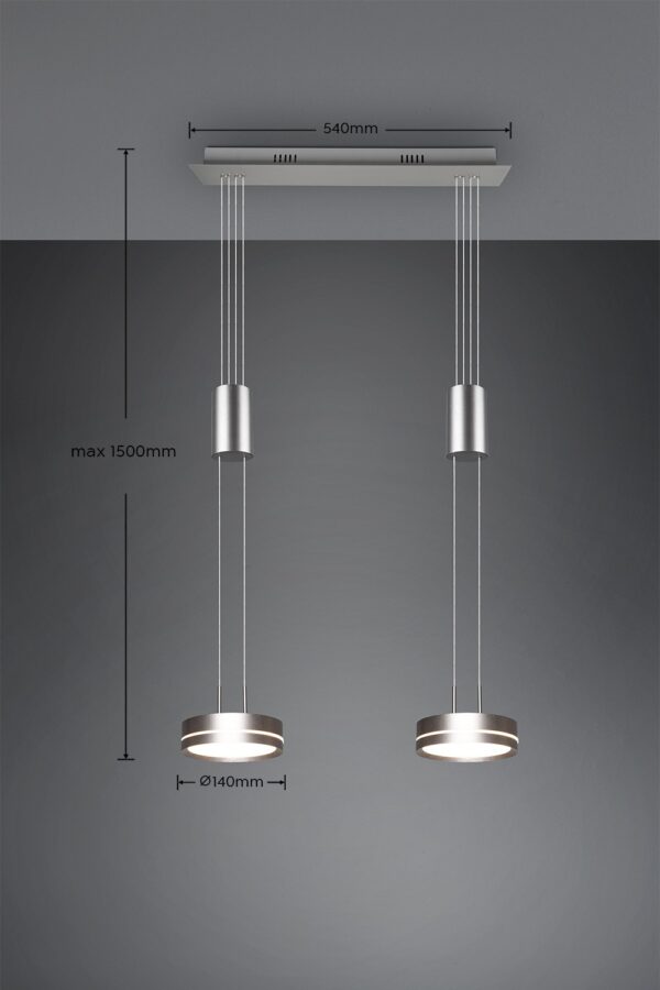 Trio 326510207 Franklin LED stropní svítidlo | Teplá bílá | Kov | Nikl | 2x9W