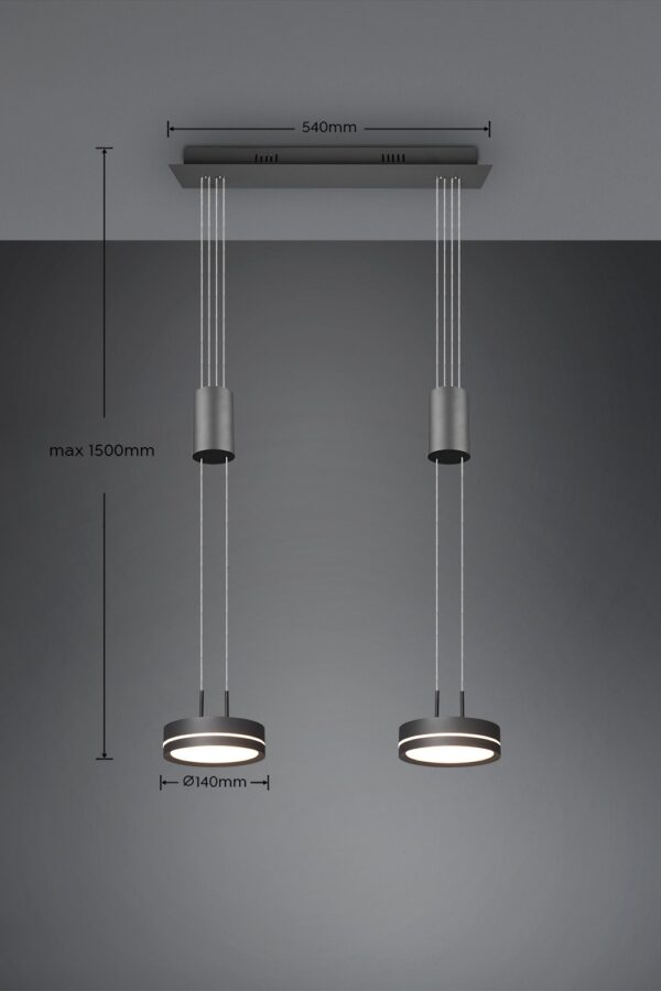 Trio 326510242 Franklin LED stropní svítidlo | Teplá bílá | Černá | 2x9W