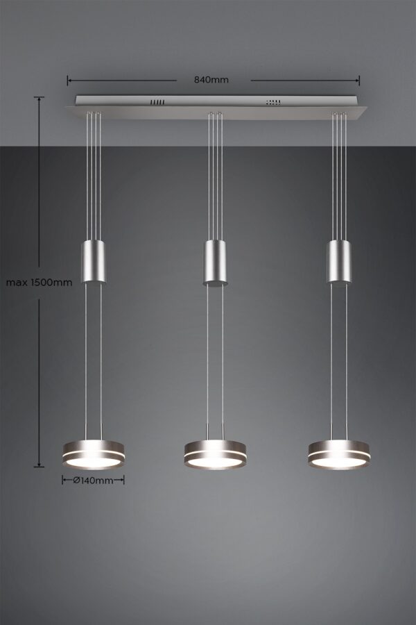 Trio 326510307 Franklin LED stropní svítidlo | Teplá bílá | Kov | Nikl | 3x9W