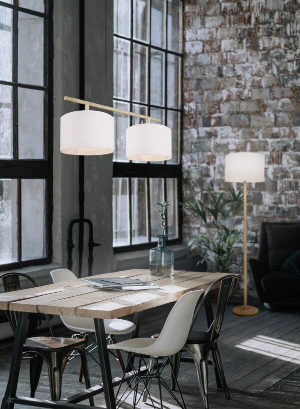 Trio 401200101 Korba Dřevěná stojací lampa | E27 | Bílá