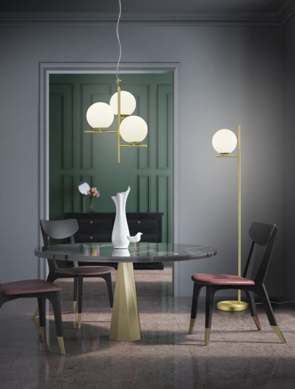 Trio 402000108 Pure Stojací lampa | E14 | Barevný kov | Bílá | Mosaz
