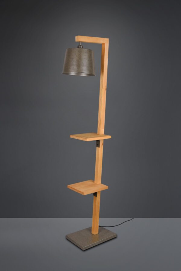 Trio 402690167 Clark Dřevěná stojací lampa | E27 | Kov | Nikl
