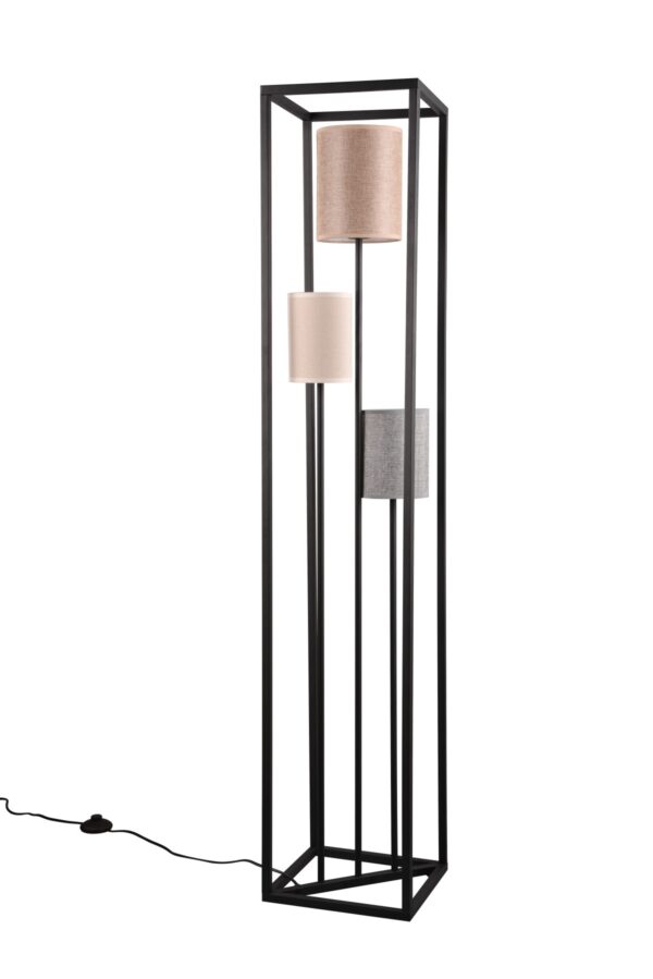Trio 403100317 Stojací lampa s textilním stínidlem | E27 | Černá