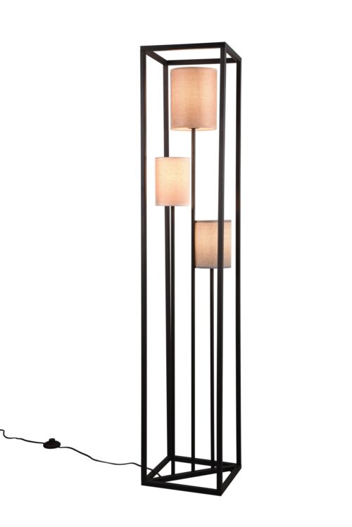 Trio 403100317 Stojací lampa s textilním stínidlem | E27 | Černá
