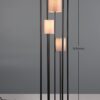 Trio 403100317 Stojací lampa s textilním stínidlem | E27 | Černá