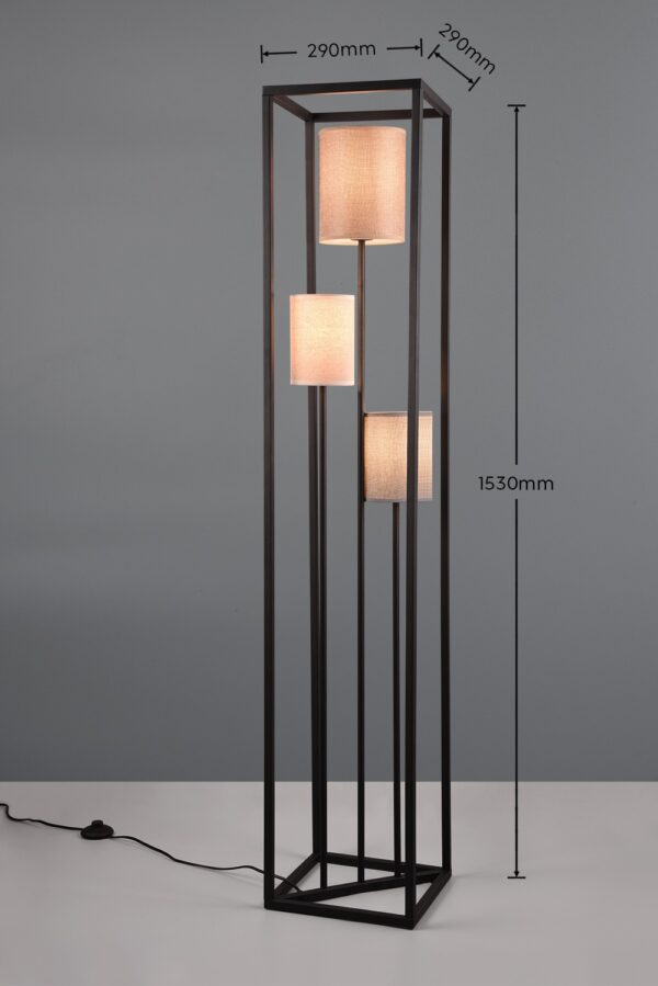 Trio 403100317 Stojací lampa s textilním stínidlem | E27 | Černá