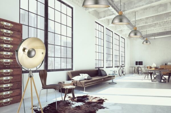Trio 403400167 Delhi Stojací lampa | E27 | Kov | Nerez