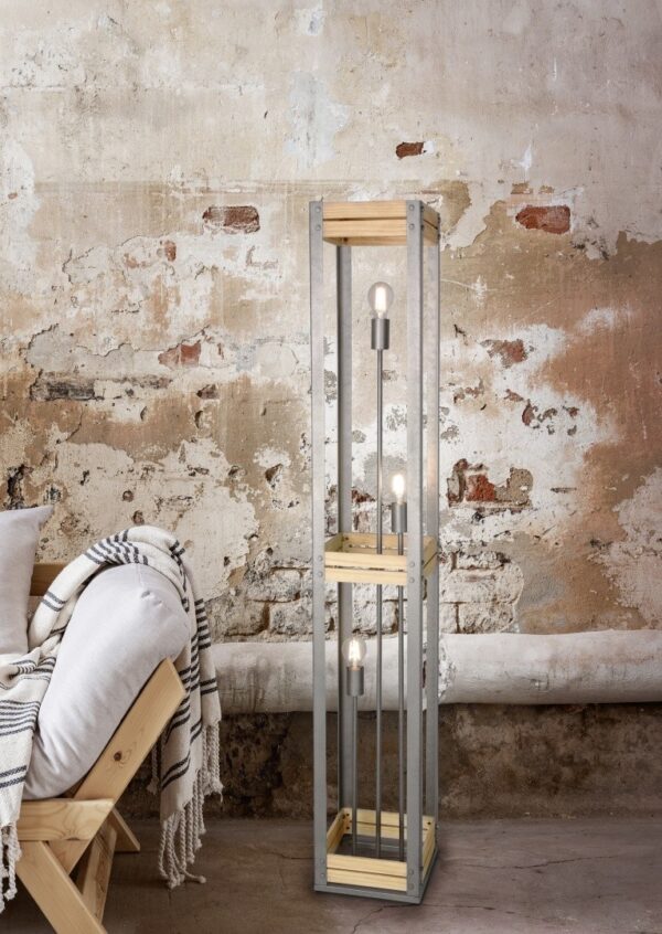Trio 405500367 Khan Stojací lampa | E27 | Kov | Nikl