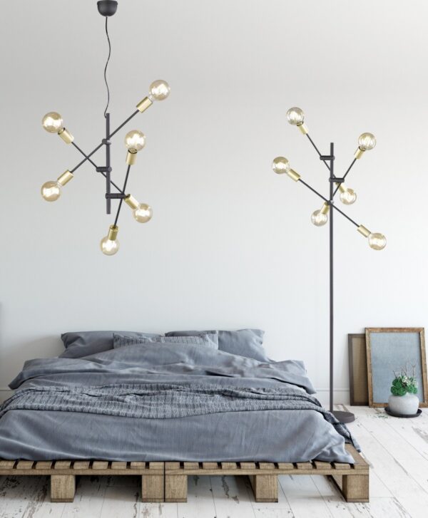 Trio 406700632 Cross Stojací lampa | E27 | Černá