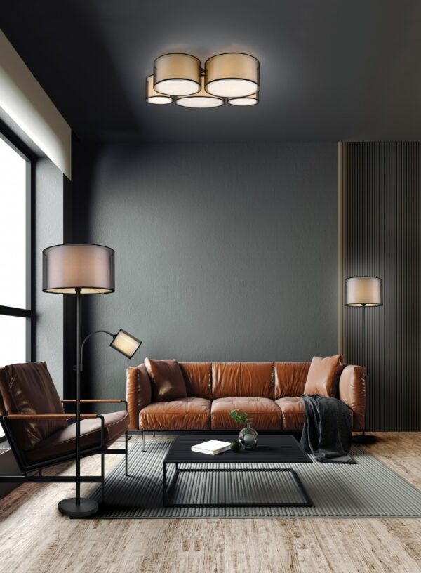 Trio 411400232 Burton Stojací lampa | E14,E27 | Černá