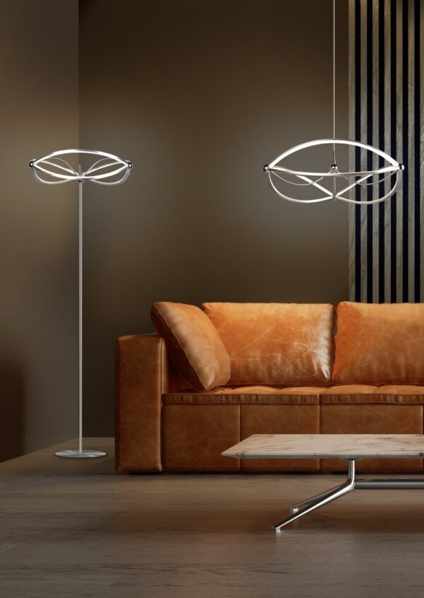 Trio 421210107 Charivari LED Stmívatelná stojací lampa | Teplá bílá | 31W | Kov | Nikl