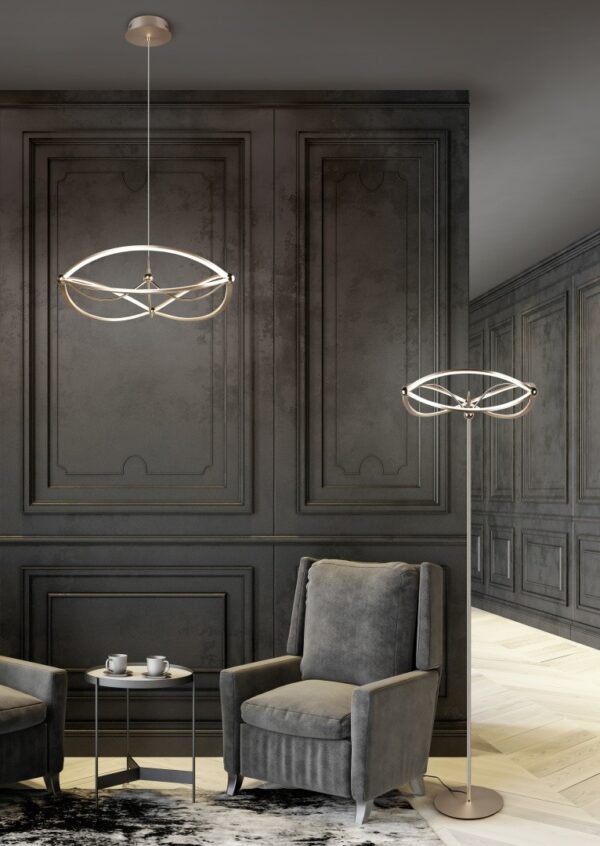 Trio 421210108 Charivari LED Stmívatelná stojací lampa | Teplá bílá | 31W | Barevný kov | Mosaz