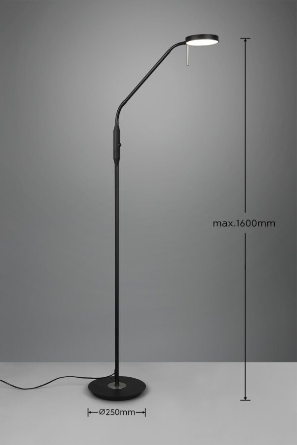 Trio 423310132 Monza LED Stmívatelná stojací lampa | Variabilní | Černá | 12W
