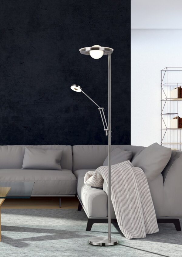 Trio 424210307 Barrie LED Stmívatelná stojací lampa | Variabilní | 32W | Kov | Nikl