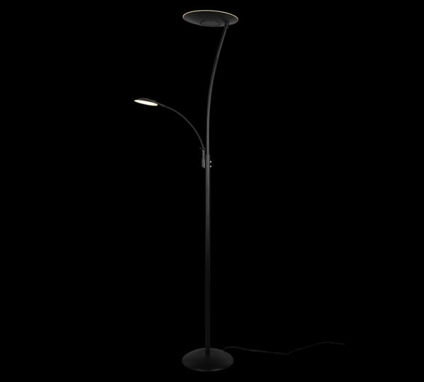 Trio 424310232 Granby LED Stmívatelná stojací lampa | Teplá bílá | Černá | 29 + 6,5W