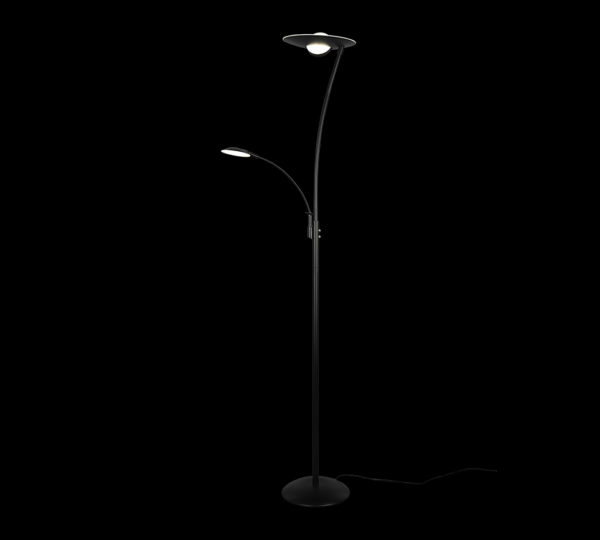 Trio 424310232 Granby LED Stmívatelná stojací lampa | Teplá bílá | Černá | 29 + 6,5W