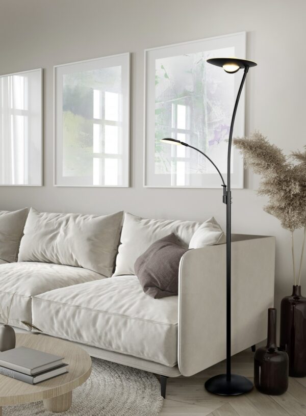 Trio 424310232 Granby LED Stmívatelná stojací lampa | Teplá bílá | Černá | 29 + 6,5W