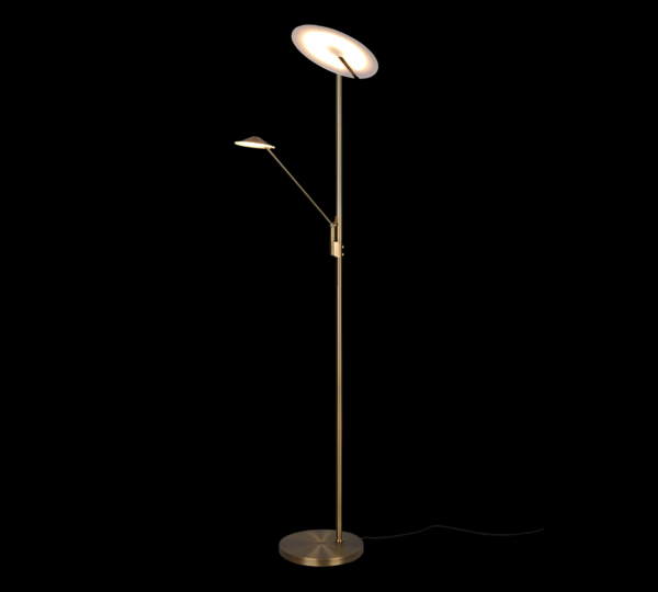 Trio 425610204 Brantford LED Stmívatelná stojací lampa | Variabilní | Barevný kov | Mosaz | 30W