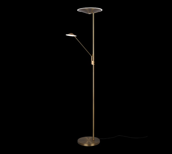 Trio 425610204 Brantford LED Stmívatelná stojací lampa | Variabilní | Barevný kov | Mosaz | 30W