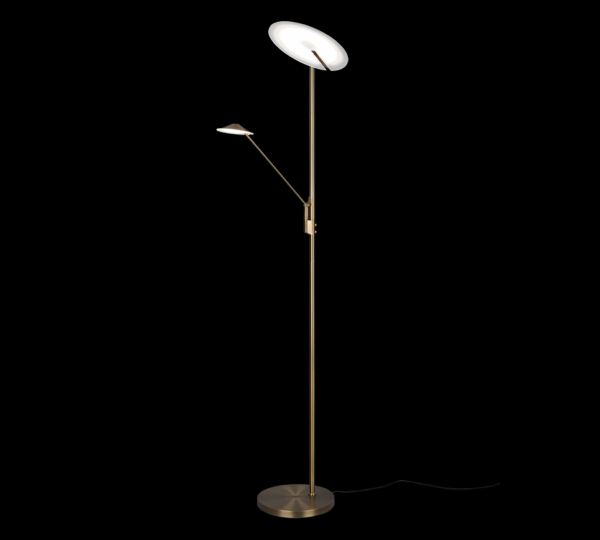 Trio 425610204 Brantford LED Stmívatelná stojací lampa | Variabilní | Barevný kov | Mosaz | 30W
