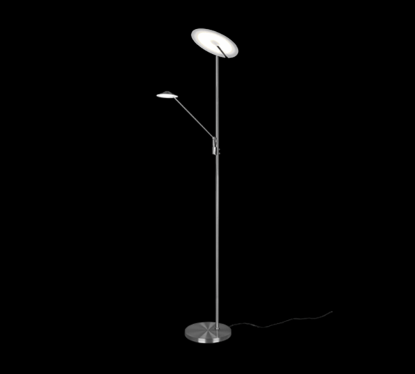 Trio 425610207 Brantford LED Stmívatelná stojací lampa | Teplá bílá | Kov | Nikl | 30 +6,5W
