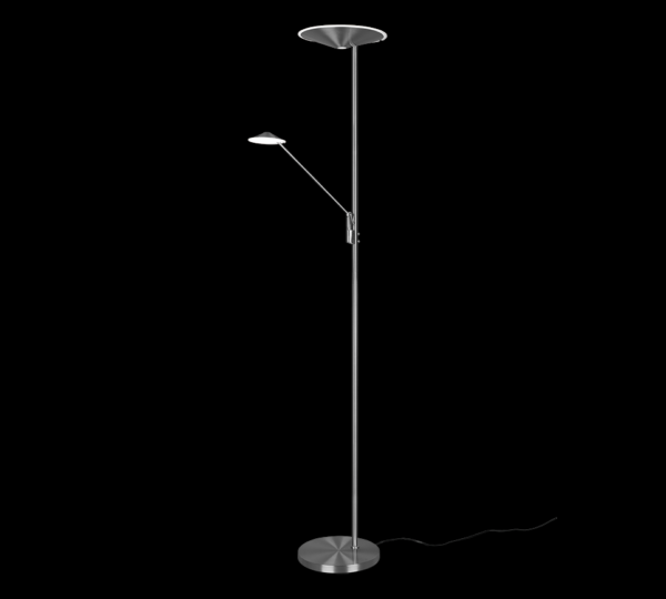 Trio 425610207 Brantford LED Stmívatelná stojací lampa | Teplá bílá | Kov | Nikl | 30 +6,5W