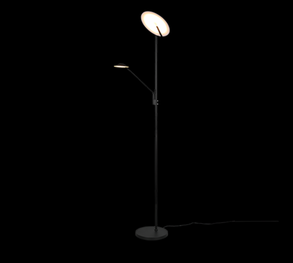 Trio 425610232 Brantford LED Stmívatelná stojací lampa | Teplá bílá | Černá | 30 +6,5W