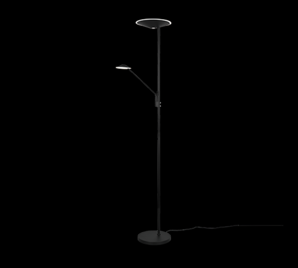 Trio 425610232 Brantford LED Stmívatelná stojací lampa | Teplá bílá | Černá | 30 +6,5W