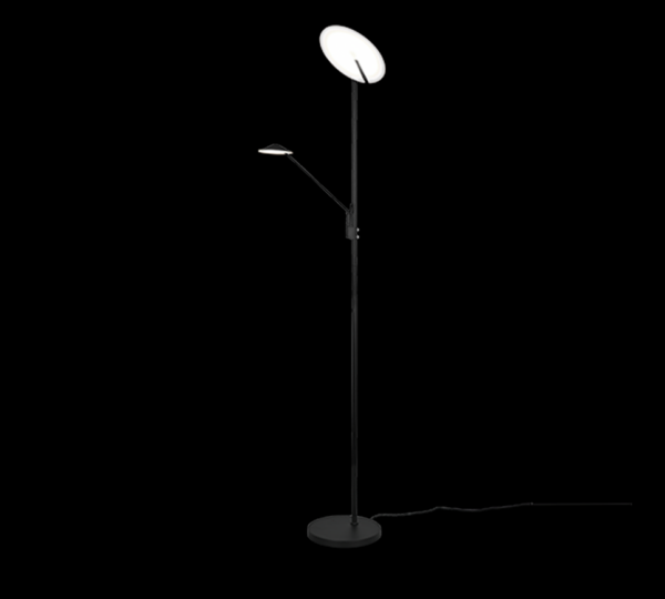 Trio 425610232 Brantford LED Stmívatelná stojací lampa | Teplá bílá | Černá | 30 +6,5W