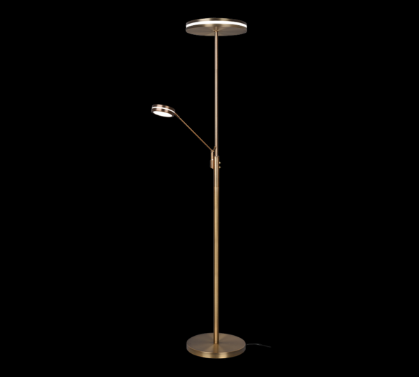 Trio 426510204 Franklin LED Stmívatelná stojací lampa | 35+,6,5W | Barevný kov | Mosaz