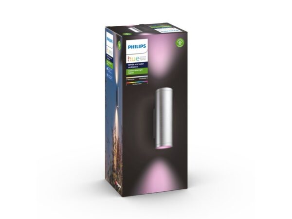 Philips Hue 17463/47/P7 Smart LED Nástěnné venkovní světlo | RGB | Variabilní | Kov | Nerez | 2x8W