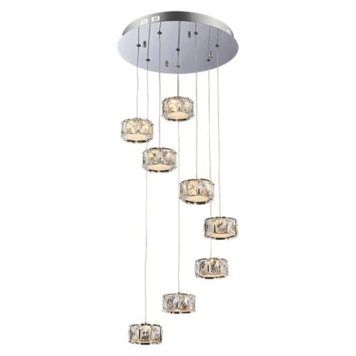 LUXERA 91062415 Knox LED Křišťálový lustr | Teplá bílá | Kov | Stříbrná | 8x40W