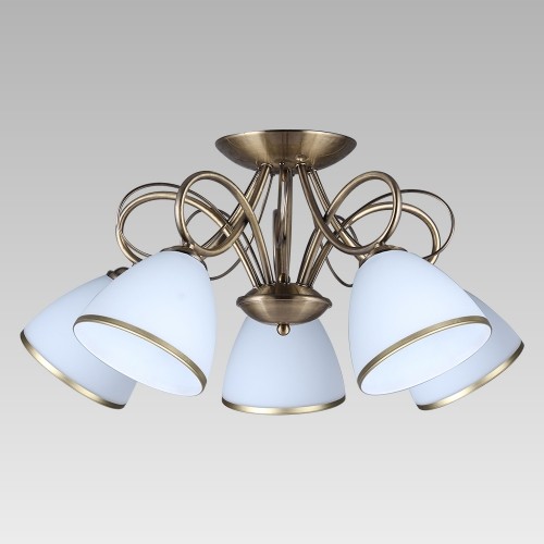 LUXERA 92061451 Aster Lustr | E27 | Barevný kov | Bílá | Mosaz