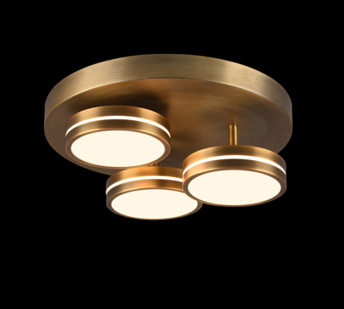 Trio 626510304 Franklin LED Přisazené stropní svítidlo | Teplá bílá | 3x8,5W | Barevný kov | Mosaz