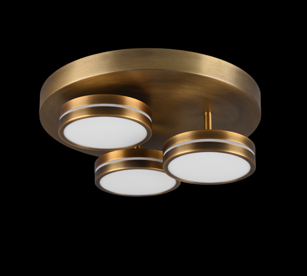 Trio 626510304 Franklin LED Přisazené stropní svítidlo | Teplá bílá | 3x8,5W | Barevný kov | Mosaz